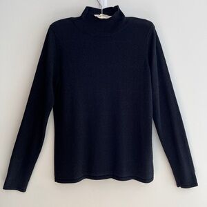 NANETTE LEPORE Mock Neck Long Sleeve Sweater Subtle Metallic and Black Basic